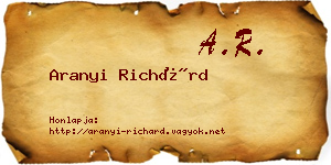 Aranyi Richárd névjegykártya